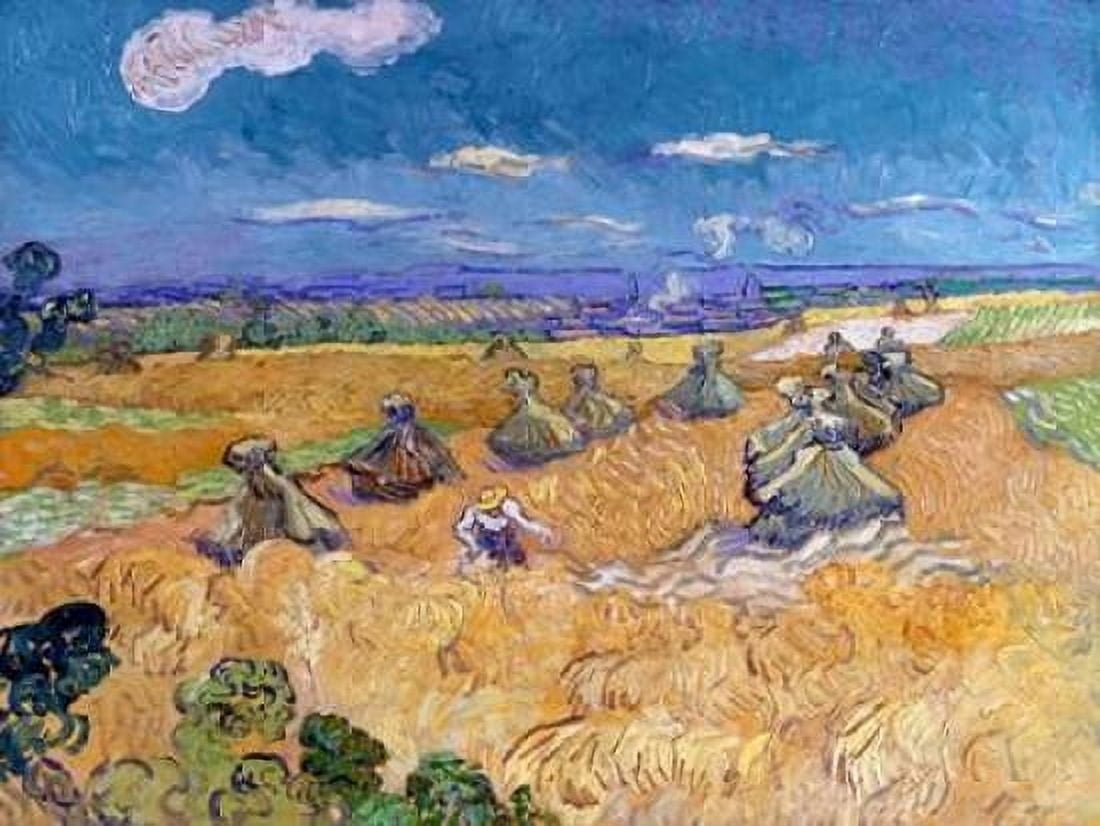 Posterazzi Wheat Fields with Reaper Auvers Canvas Art - Vincent Van Gogh (22 x 28)