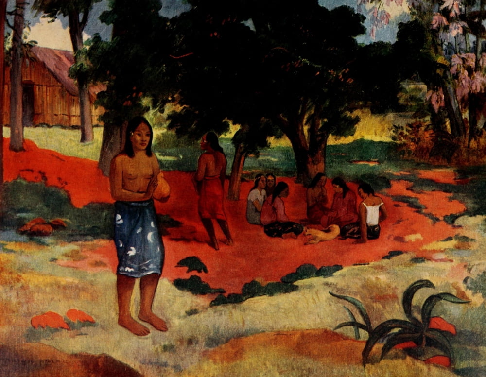 Posterazzi Whispered Words 1892 Canvas Art - P Gauguin (24 x 36)