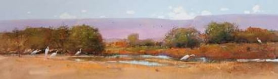 Posterazzi White Cattle Egrets Canvas Art - Tom Perkinson (12 x 36)