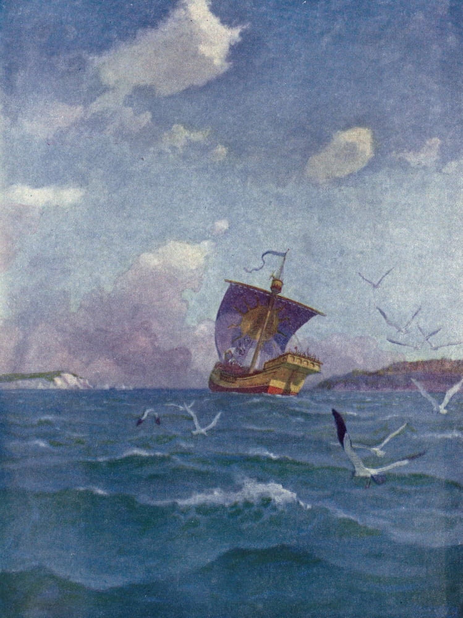 Posterazzi White Company 1922 Sailing of the Yellow Cog Canvas Art - Newell C Wyeth (24 x 36)