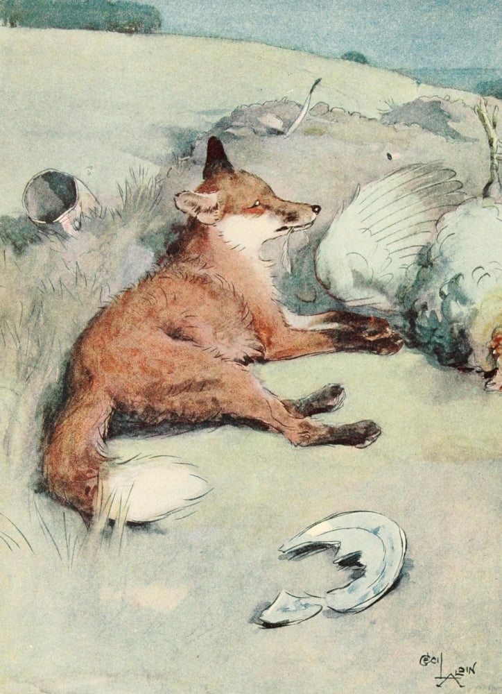 Posterazzi White Ear & Peter 1912 Bad fox Canvas Art - Cecil Aldin (24 x 36)