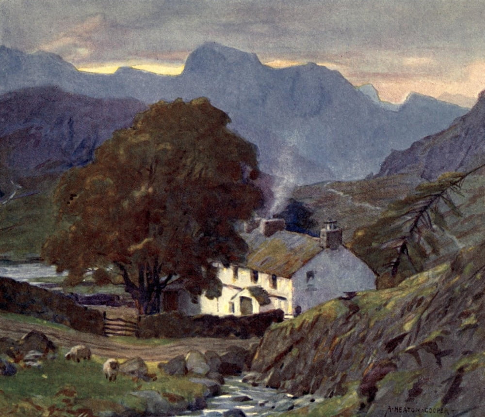 Posterazzi Wild Lakeland 1922 House at Blea Tarn Canvas Art - A Cooper (24 x 36)