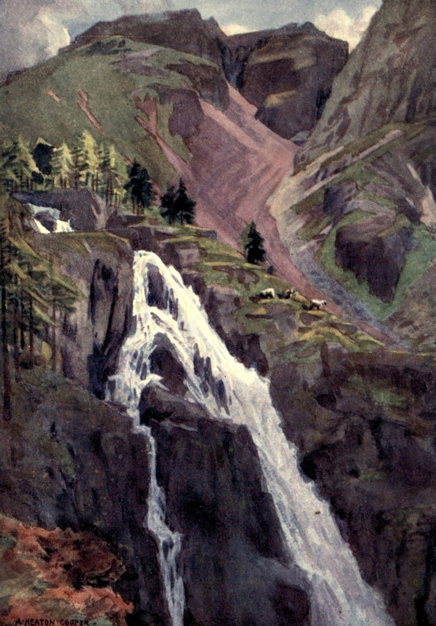 Posterazzi Wild Lakeland 1922 Styhead Gill (Borrowdale to Wastwater) Canvas Art - A Cooper (24 x 36)