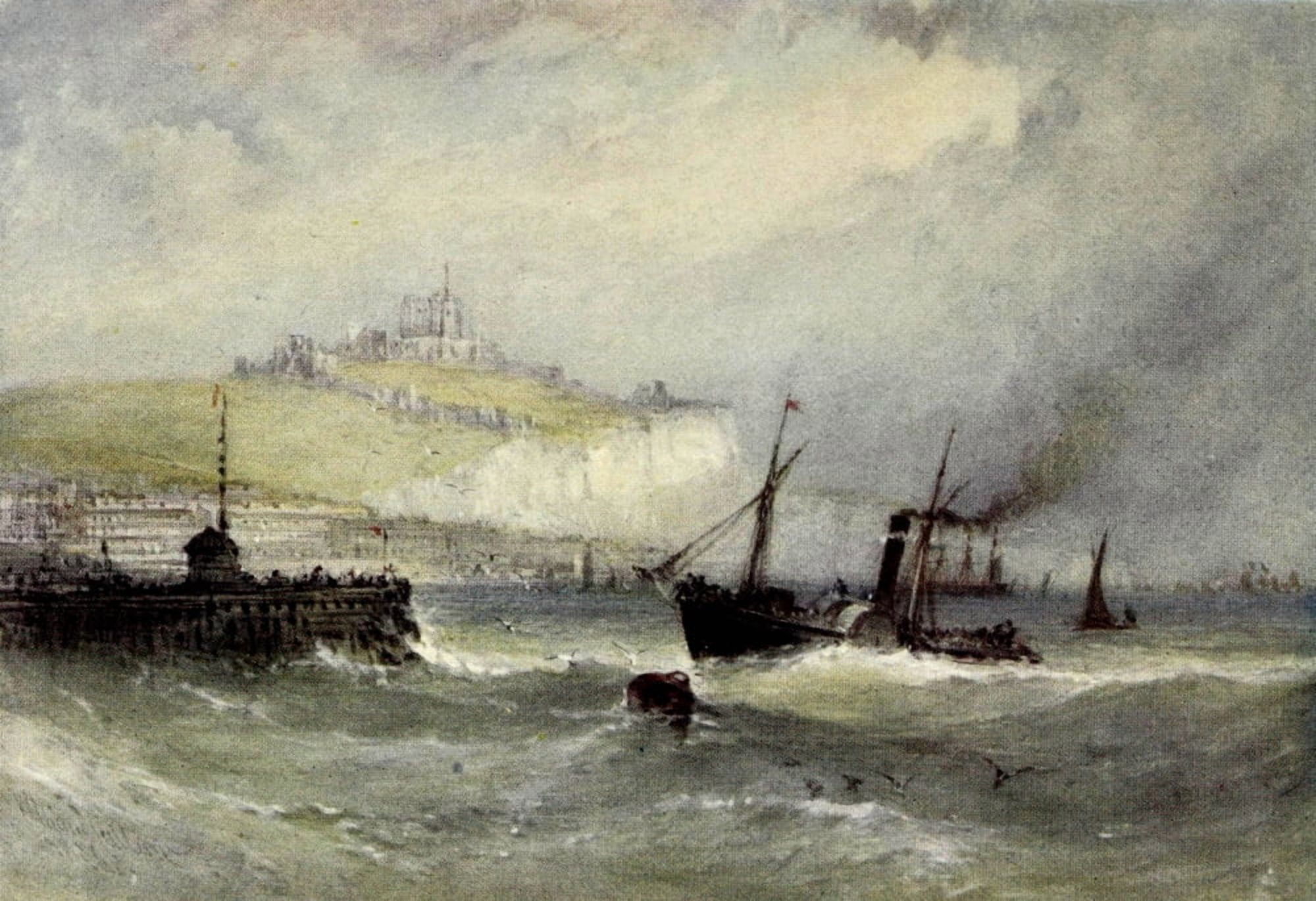 Posterazzi William Callow 1908 Entrance to Harbour Dover 1856 Canvas Art - William Callow (24 x 36)