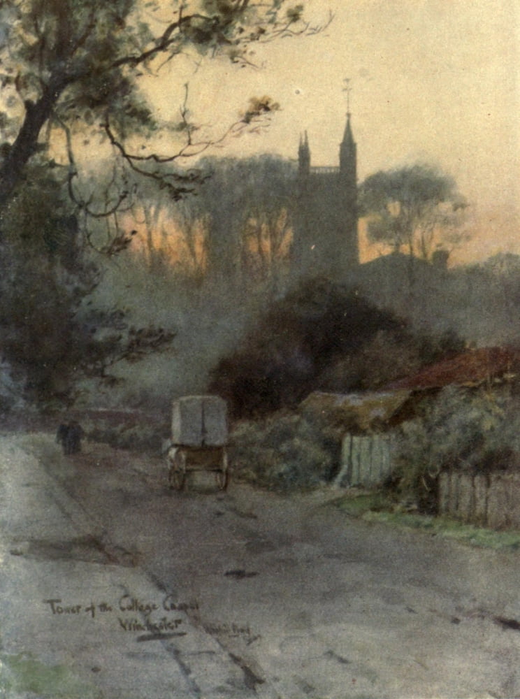 Posterazzi Winchester 1910 Tower of the College Chapel Canvas Art - Wilfrid Ball (24 x 36)