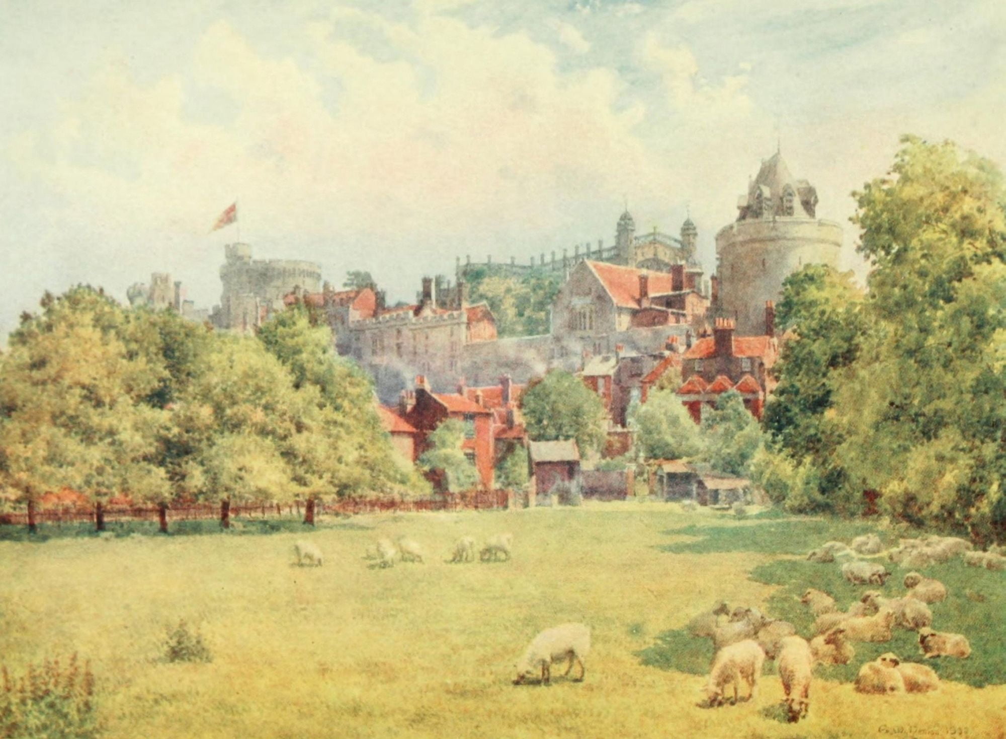 Posterazzi Windsor 1908 From the fields Canvas Art - George Henton (24 x 36)