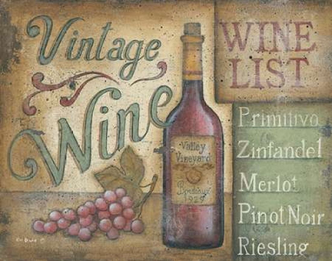 Posterazzi Wine List Canvas Art - Kim Lewis (22 x 28)