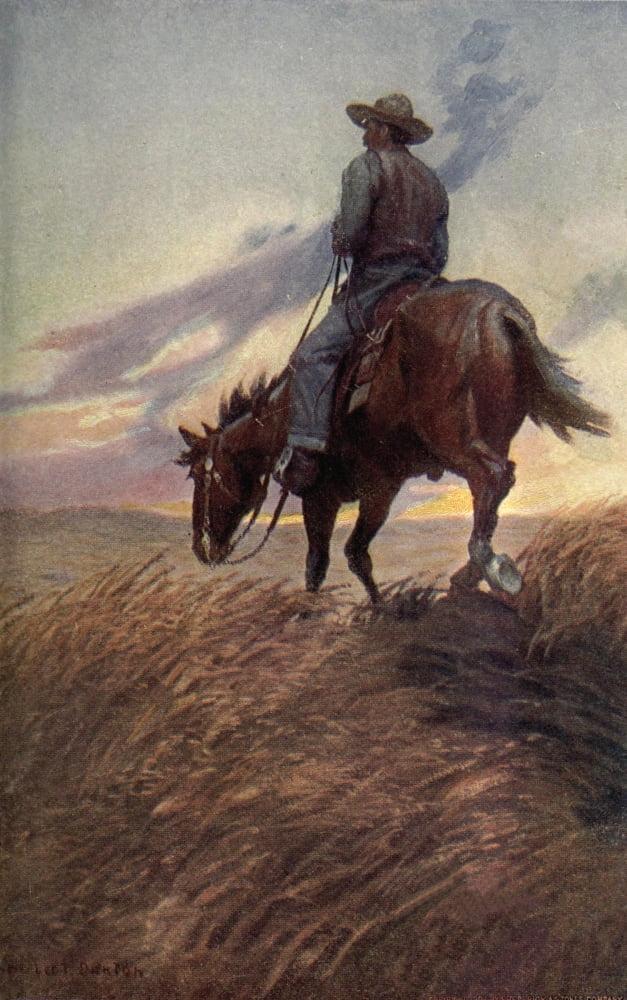 Posterazzi Winston of the Prairie 1907 Horse in sunset Canvas Art - William H Dunton (24 x 36)