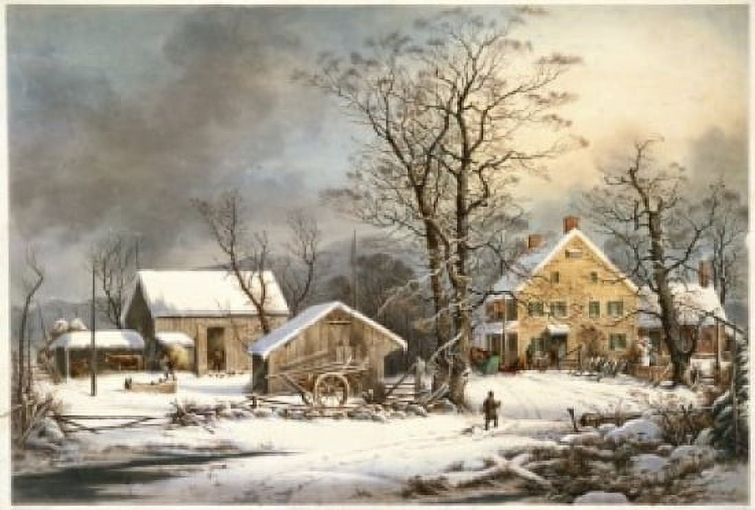 Posterazzi Winter in the Country A Cold Morning Currier and Ives  (a 1857-1907 American)  Color Lithograph  Library of Congress Washington DC Canvas Art - Currier and Ives (24 x 36)