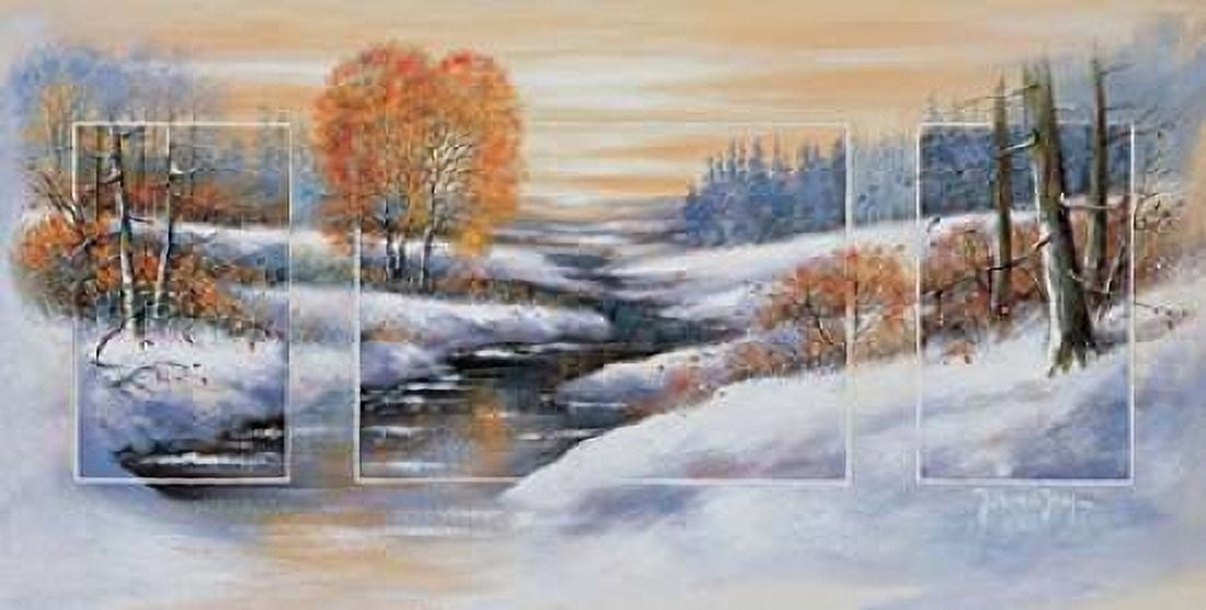 Posterazzi Winter triptychon Canvas Art - Johan de Jong (24 x 48)