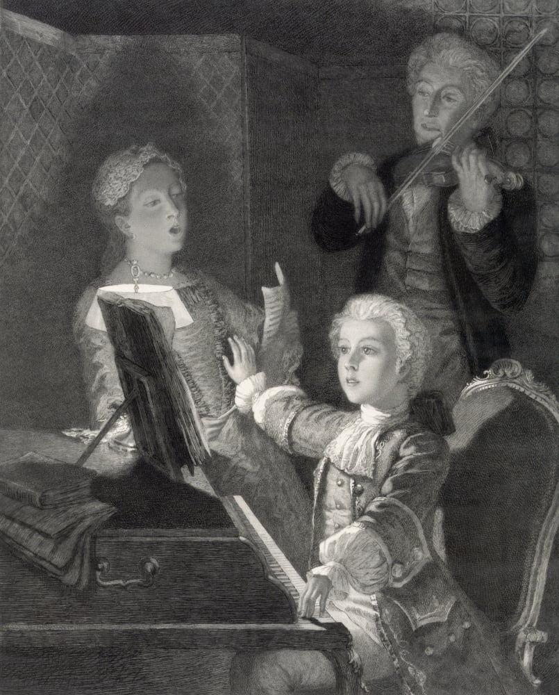 Posterazzi Wolfgang Amadeus Mozart 1756 1791 As A Child Austrian Composer And Musician From A 19Th Century Engraving Canvas Art - Ken Welsh Design Pics (26 x 32)