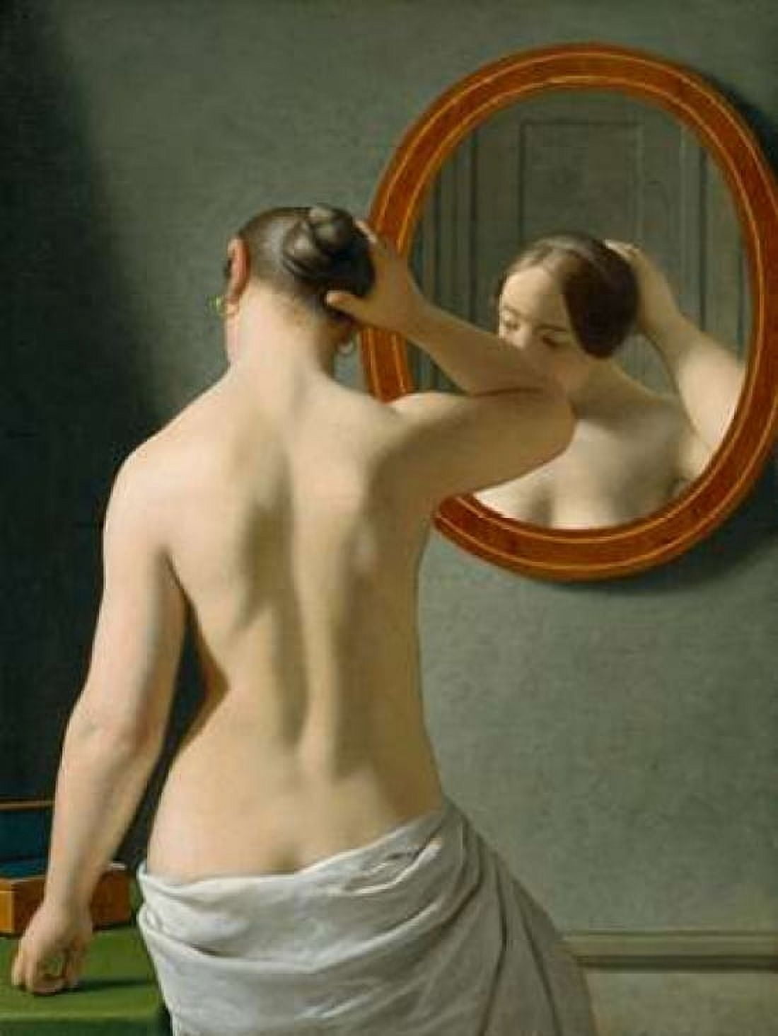 Posterazzi Woman Standing in Front of a Mirror Canvas Art - Christoffer Wilhelm Eckersberg (22 x 28)