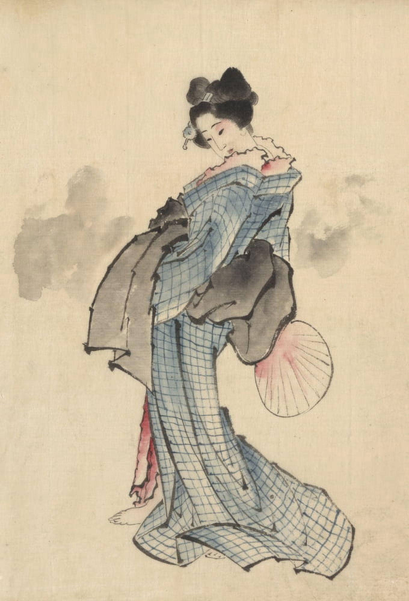 Posterazzi Woman full-length portrait c1830-50 Canvas Art - Hokusai Katsushika (24 x 36)