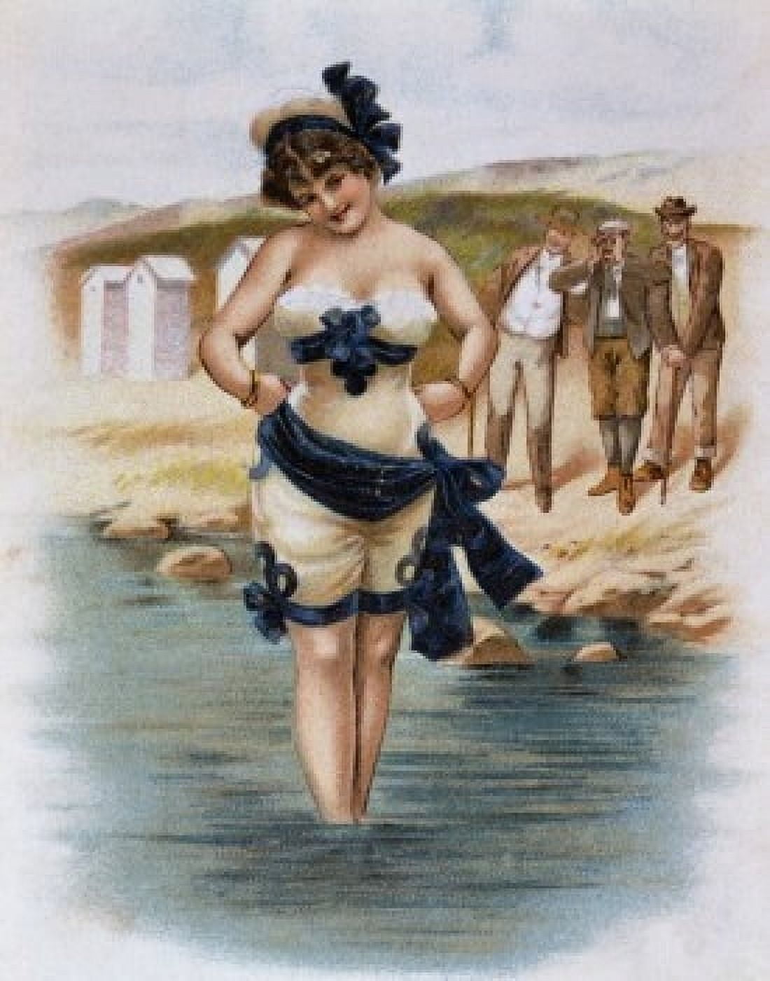 Posterazzi Woman in Bathing Suit Nostalgia Cards Canvas Art - (24 x 36)