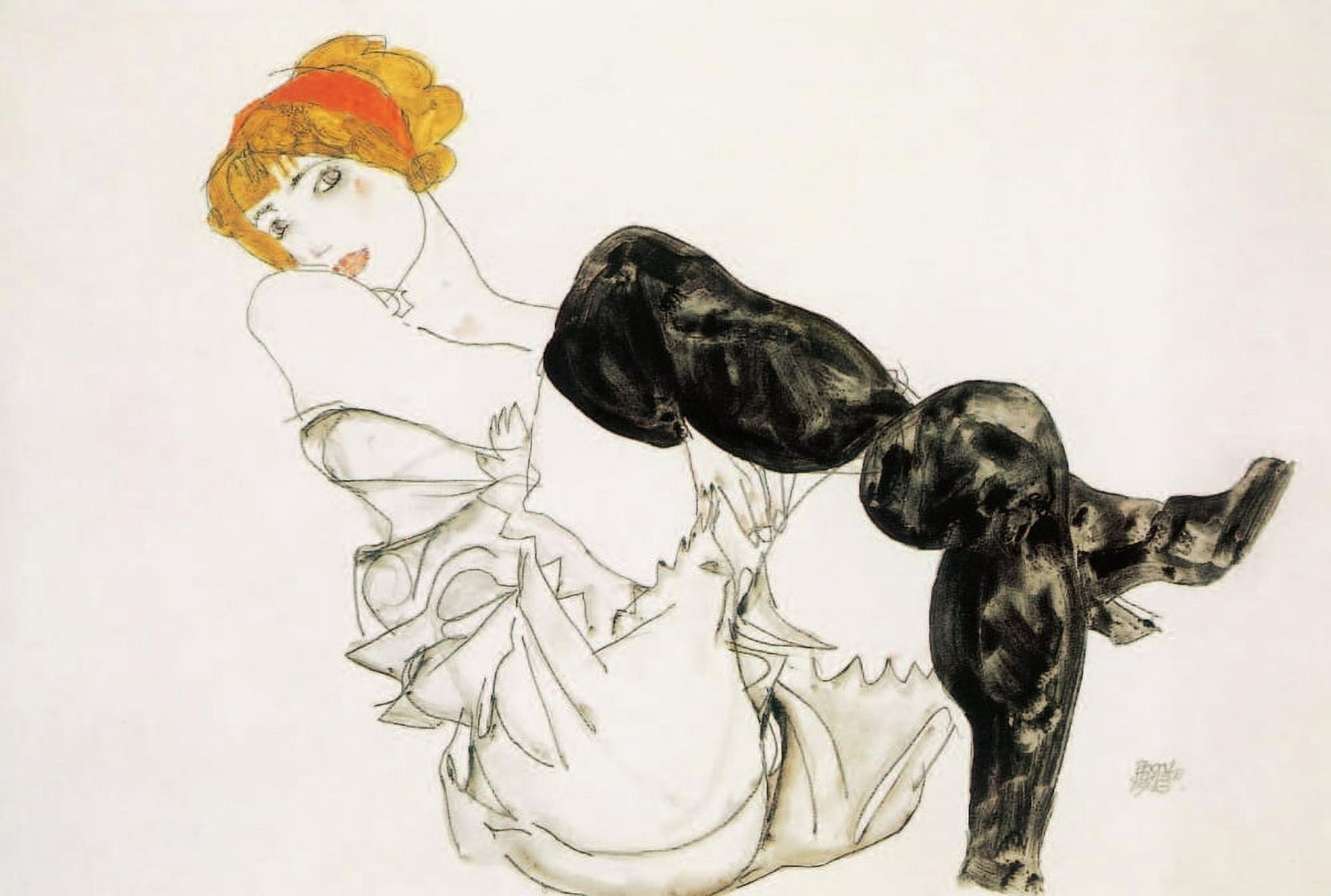 Posterazzi Woman in black stockings (Valerie Neuzil) 1913 Canvas Art - Egon Schiele (24 x 36)