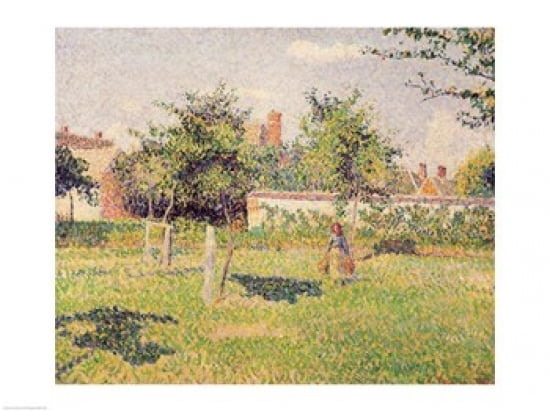 Posterazzi Woman in the Meadow at Eragny Spring 1887 Canvas Art - Camille Pissarro (36 x 24)