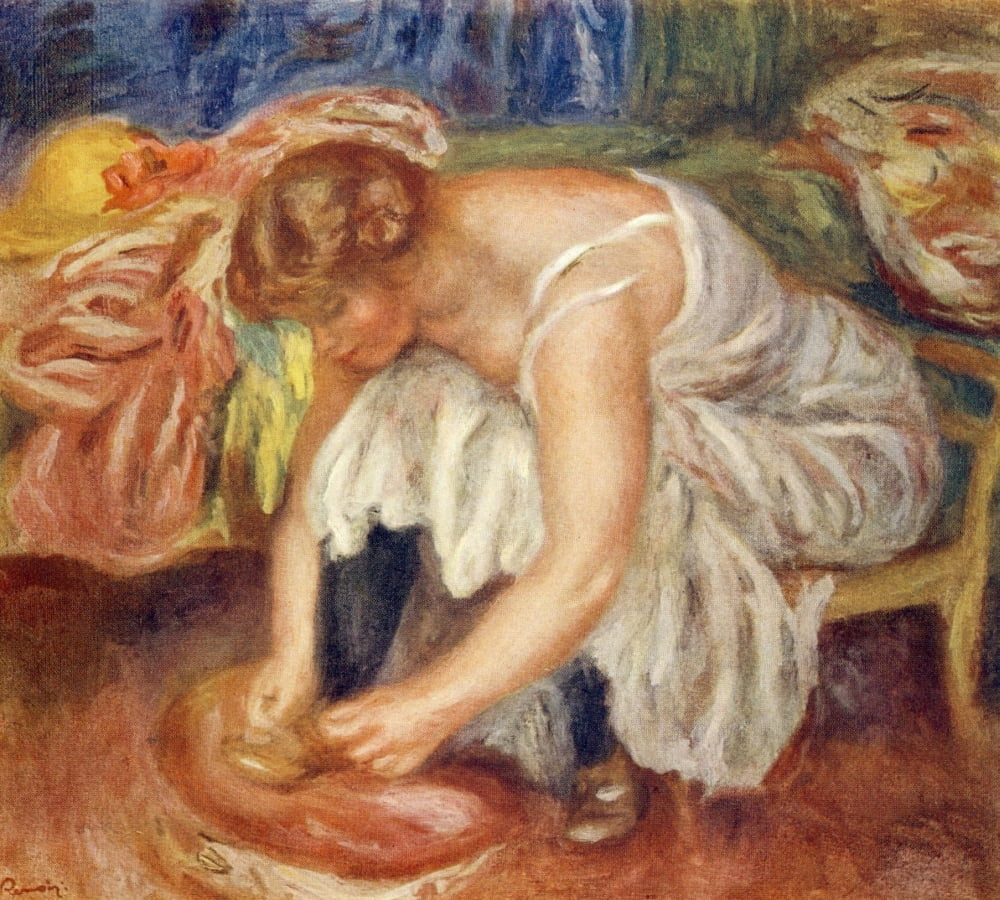 Posterazzi Woman tying her shoe-lace Canvas Art - Pierre-Auguste Renoir (24 x 36)