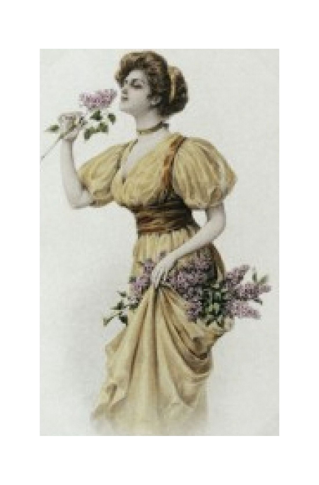 Posterazzi Woman with Flowers Nostalgia Cards Canvas Art - (24 x 36)