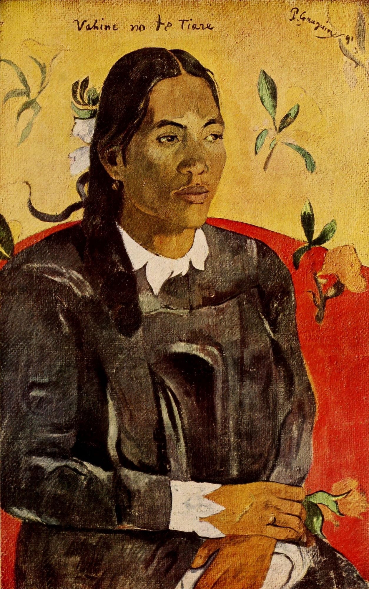 Posterazzi Woman with a Gardenia 1891 Canvas Art - P Gauguin (24 x 36)