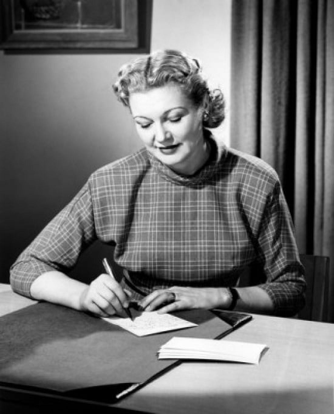 Posterazzi Woman writing letter at desk Canvas Art - (24 x 36)