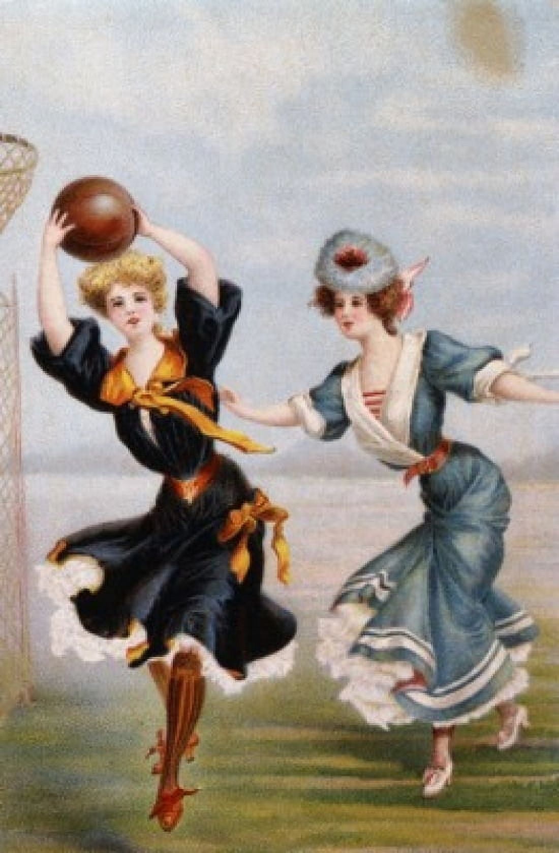 Posterazzi Women Playing Basketball Nostalgia Cards Canvas Art - (24 x 36)