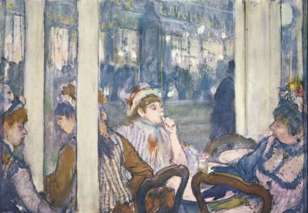 Posterazzi Women at a cafe evening c1877 Canvas Art - Edgar Degas (24 x 36)