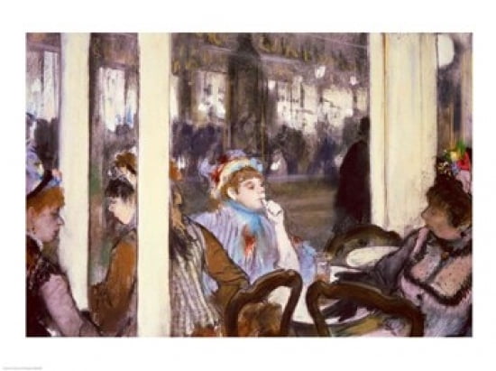 Posterazzi Women on a Cafe Terrace 1877 Canvas Art - Edgar Degas (36 x 24)