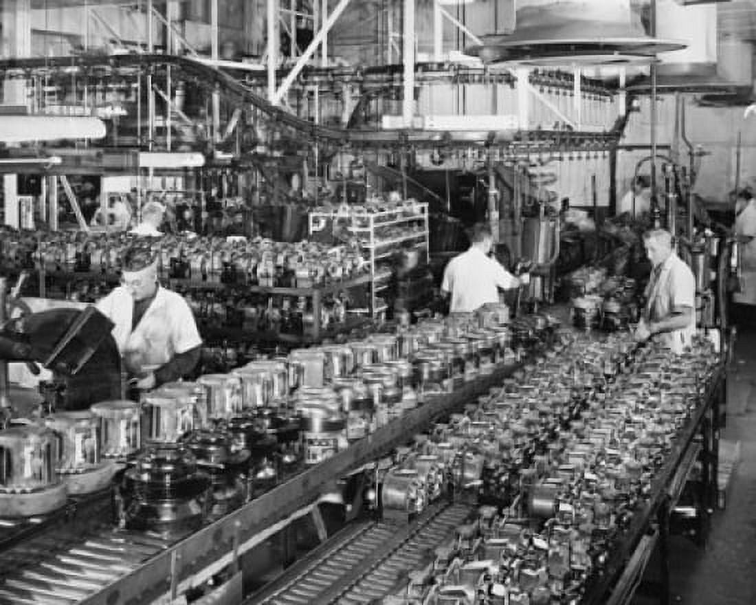 Posterazzi Workers assembling household refrigerator compressors in a factory Canvas Art - (24 x 36)
