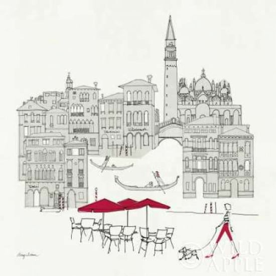 Posterazzi World Cafel IV - Venice Red Canvas Art - Avery Tillmon (24 x 24)