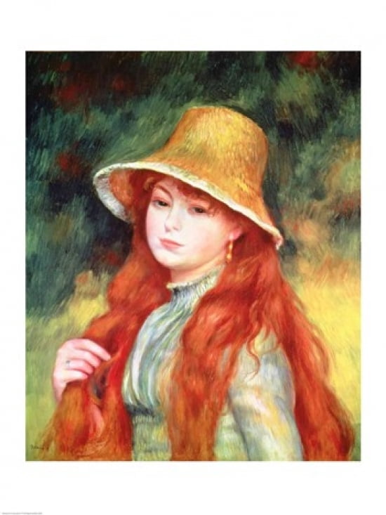 Posterazzi Young girl in a straw hat 1884 Canvas Art - Pierre-Auguste Renoir (24 x 36)