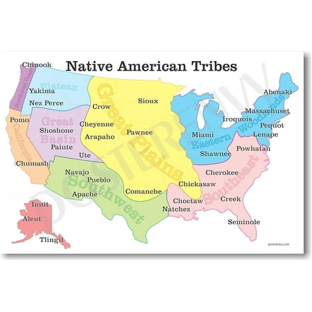 Posterenvy New Native American Tribes Map 12”x18” Poster