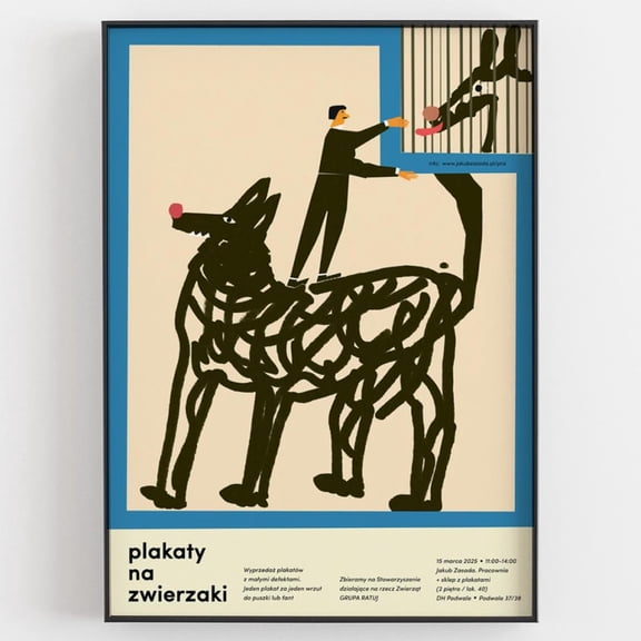 Posters For Animals, Charity Event Poster, Little Man On A Big Black Dog, Plakat, Art, Wall, Living Room, B2, 50X70 Cm Wall Art, Modern Wall Decor, 12x18 UNFRAMED