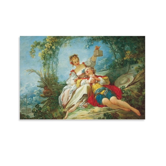 Posters for Bedroom Jean-Honoré Fragonard Poster Frame Posters Art Print Wall Photo Paint Poster Hanging Picture Family Bedroom Decor Gift 16x24inch(40x60cm)