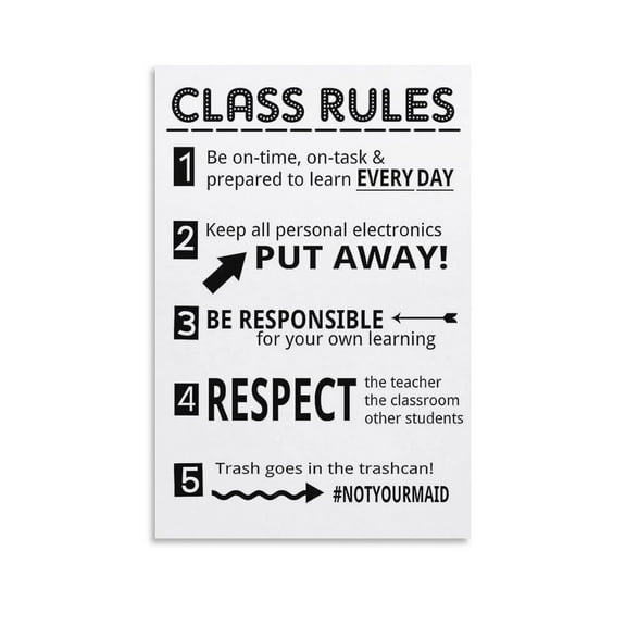 Posters Classroom Rules Poster Class Rules Poster for Middle School Classroom Expectations Posters for High Canvas Painting Posters And Prints Wall Art Pictures for Living Room Bedroom Decor