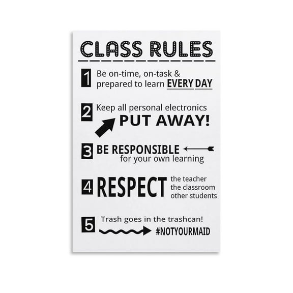 Posters Classroom Rules Poster Class Rules Poster for Middle School Classroom Expectations Posters Pictures for Living Room Bedroom Decor poster
