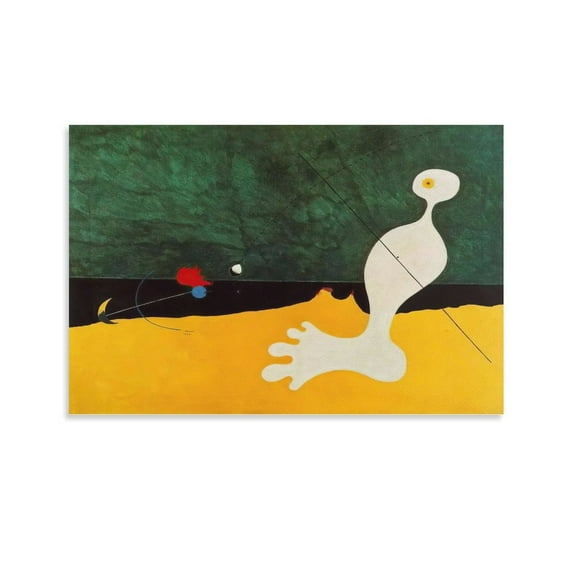 Posters Painter Joan Miró Person Throwing A Stone at A Bird Abstract Wall Art Prints Decor Hanging Picture Painting 20x30inch(50x75cm)