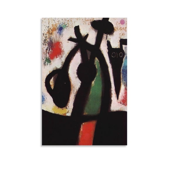 Posters Painter Joan Miró Woman And Bird in The Night 1 Abstract Picture Print Wall Art Painting Artworks Aesthetic 12x18inch(30x45cm)