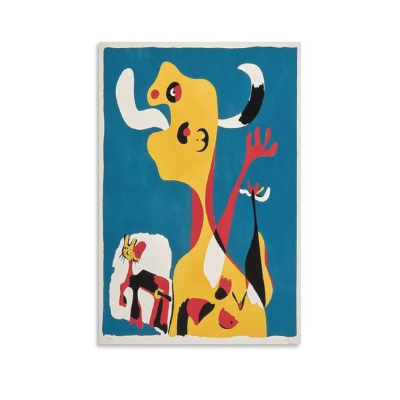 Posters Painter Joan Miró Woman And Dog in Front of The Moon Abstract Wall Art Picture Prints Hanging Photo Decor Artworks 12x18inch(30x45cm)