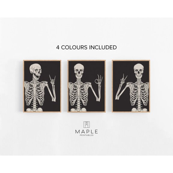 Posters, Skeletons Posters, Spooky Decor, Skeleton Peace Printed Poster, Poster Only