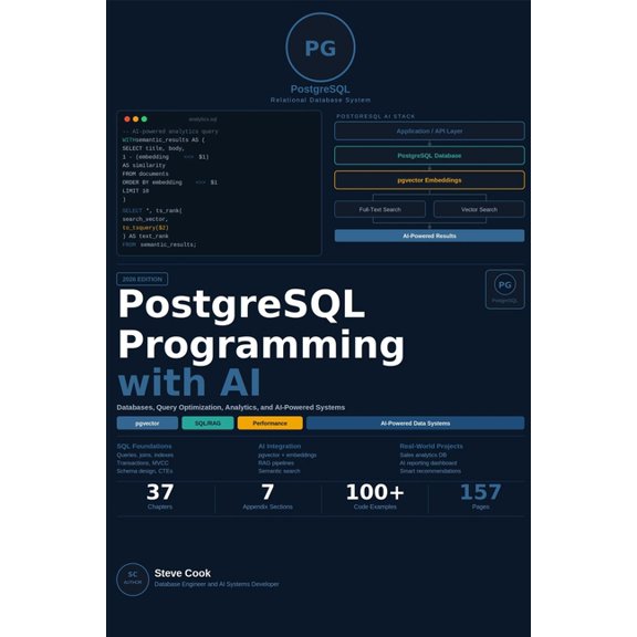 PostgreSQL with AI: A Complete Beginner's Guide to PostgreSQL Databases, Query Optimization, Analytics, and AI-Powered D, (Paperback)