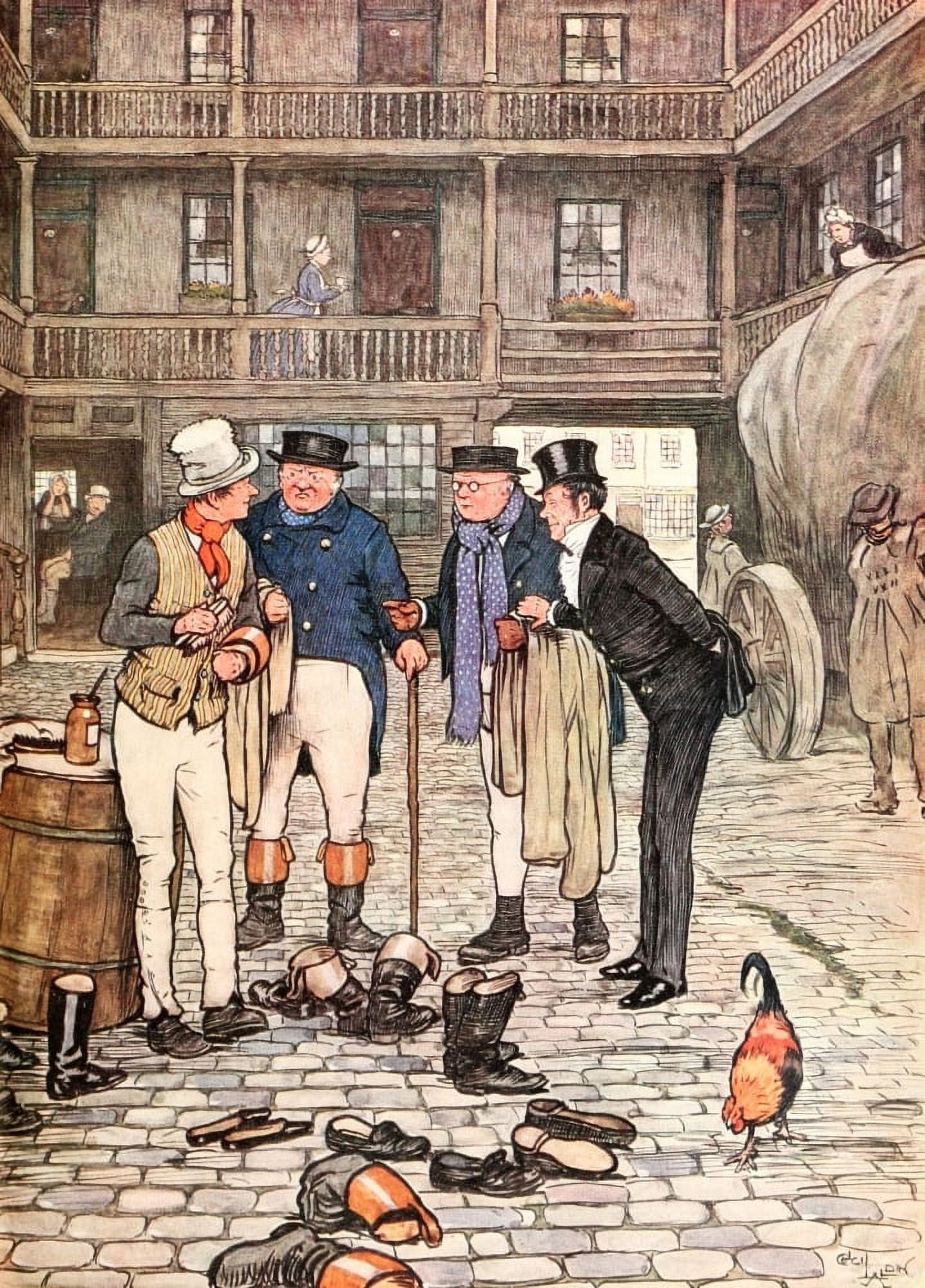 Posthumous Papers of Pickwick Club 1911 Sam at the White Hart Canvas Art - Cecil Aldin (24 x 36)