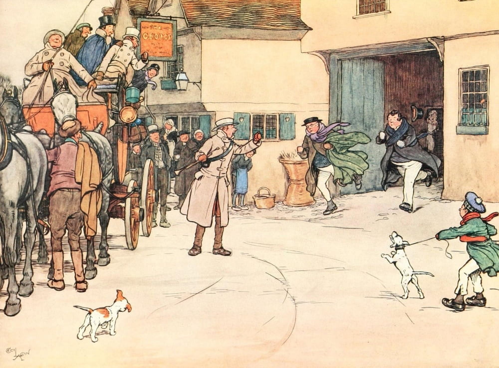 Posthumous Papers of Pickwick Club 1911 They came running down Canvas Art - Cecil Aldin (18 x 24)