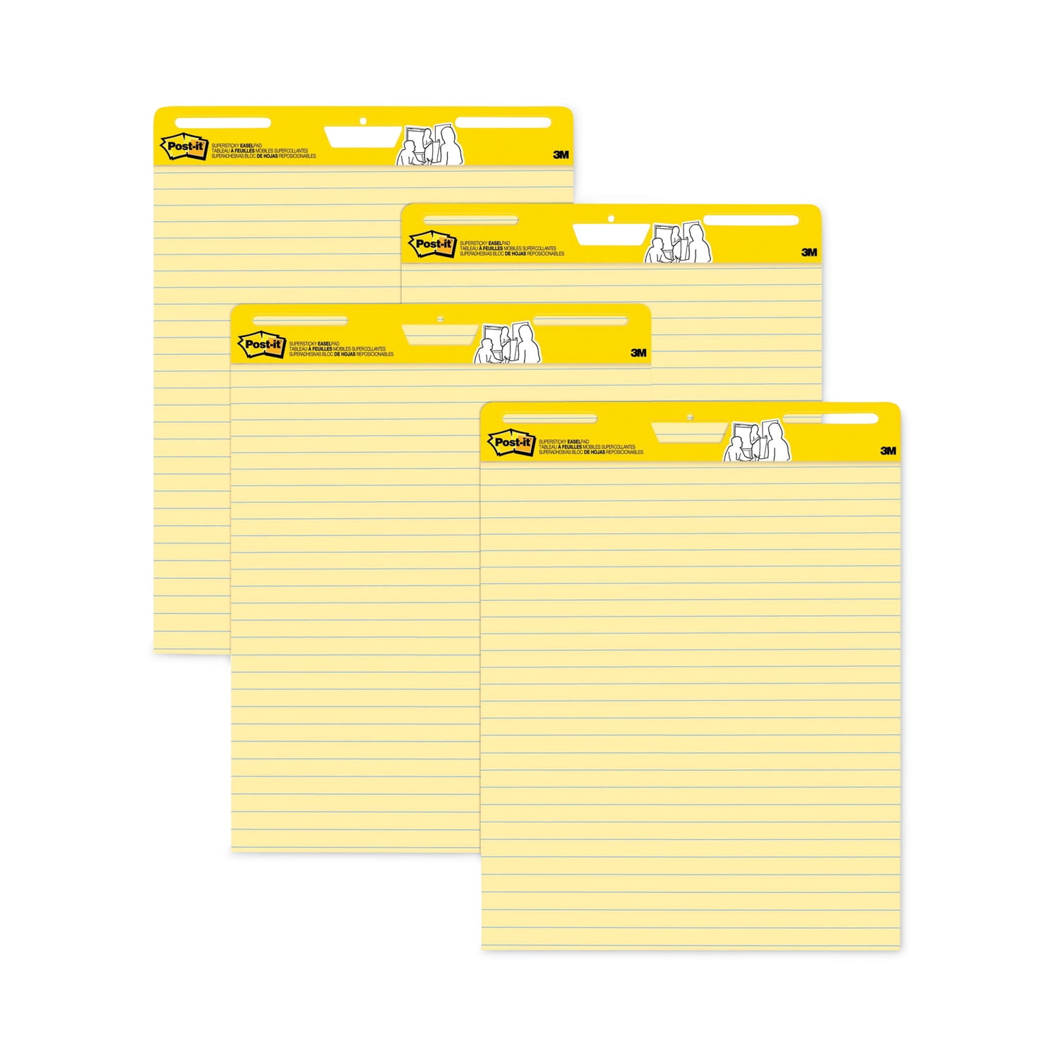 Yellow Lined Self-Stick Easel Pads, 25 x 30, 4-Pack