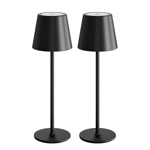 Postlucky 2 Pack 15" Cordless Table Lamp with Touch Dimmer, USB, LED, Matte Black