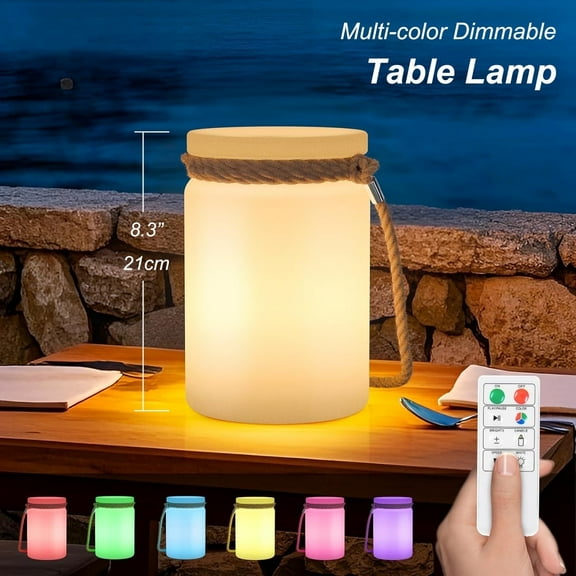 Postlucky 8" Cordless Table Lamps Rechargeable, Portable Outdoor Battery Bedside Table Lamp for Bedroom Living Room