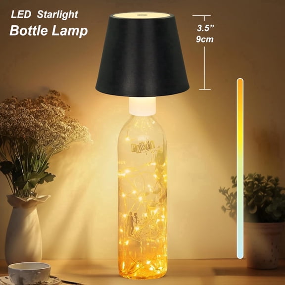 Postlucky Wireless Wine Metal Bottle Lamp, Warm White Color Dimmable, 4000mAh Rechargeable Battery