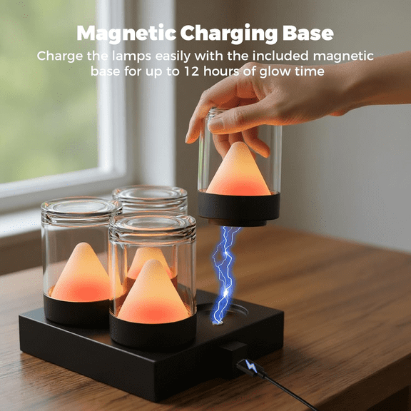 Postlucky- Rechargeable Cordless Mini Night Light, Warm White & RGB Modes, 4 Count for Home Dining & Outdoor Camping