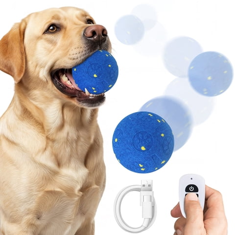 Postlucky Interactive Dog Toys, Moving Squeaky Dog Balls for Large-breed Dogs with Remote, Blue