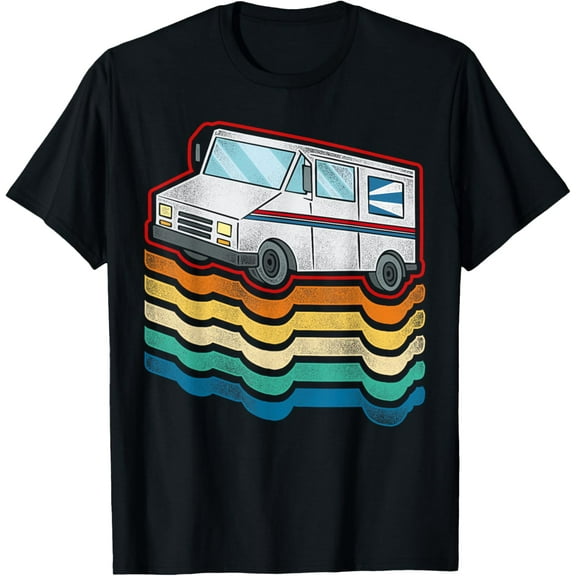 Postman Mailman Retro Vintage Post Truck T-ShirtMen and women, Black T-shirt, size: Extra large
