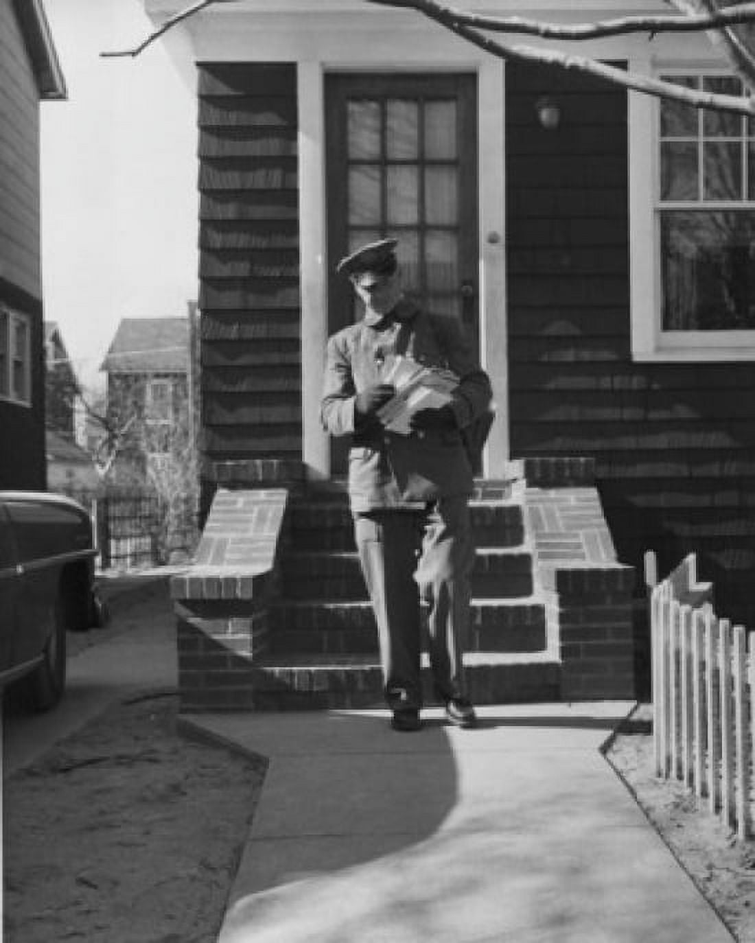 Postman delivering mail Canvas Art - (18 x 24)
